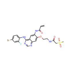 C=CC(=O)Nc1cc2c(Nc3ccc(Br)cc3F)ncnc2cc1OCCNC(=O)CS(C)(=O)=O ZINC000137904734