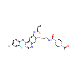 C=CC(=O)Nc1cc2c(Nc3ccc(Br)cc3F)ncnc2cc1OCCNC(=O)N1CCN(C(C)=O)CC1 ZINC000137839556