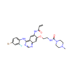 C=CC(=O)Nc1cc2c(Nc3ccc(Br)cc3F)ncnc2cc1OCCNC(=O)N1CCN(C)CC1 ZINC000137847245