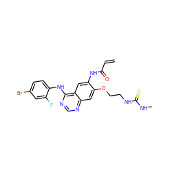 C=CC(=O)Nc1cc2c(Nc3ccc(Br)cc3F)ncnc2cc1OCCNC(=S)NC ZINC000137891051