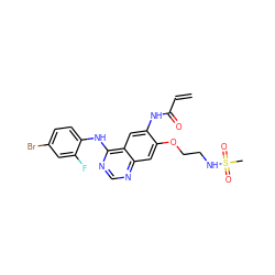 C=CC(=O)Nc1cc2c(Nc3ccc(Br)cc3F)ncnc2cc1OCCNS(C)(=O)=O ZINC000137890820