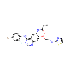 C=CC(=O)Nc1cc2c(Nc3ccc(Br)cc3F)ncnc2cc1OCCNc1nccs1 ZINC000137838867