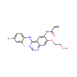 C=CC(=O)Nc1cc2c(Nc3ccc(Br)cc3F)ncnc2cc1OCCOC ZINC000137890700