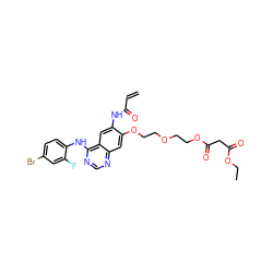 C=CC(=O)Nc1cc2c(Nc3ccc(Br)cc3F)ncnc2cc1OCCOCCOC(=O)CC(=O)OCC ZINC000169685736