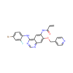 C=CC(=O)Nc1cc2c(Nc3ccc(Br)cc3F)ncnc2cc1OCc1ccncc1 ZINC000137864123