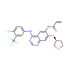 C=CC(=O)Nc1cc2c(Nc3ccc(Cl)c(C(F)(F)F)c3)ncnc2cc1O[C@H]1CCOC1 ZINC000203724624