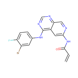 C=CC(=O)Nc1cc2c(Nc3ccc(F)c(Br)c3)ncnc2cn1 ZINC000013797531