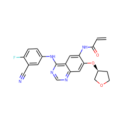 C=CC(=O)Nc1cc2c(Nc3ccc(F)c(C#N)c3)ncnc2cc1O[C@H]1CCOC1 ZINC000203729493