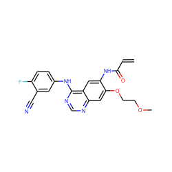 C=CC(=O)Nc1cc2c(Nc3ccc(F)c(C#N)c3)ncnc2cc1OCCOC ZINC000203745550