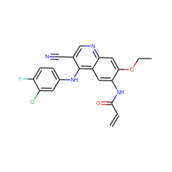 C=CC(=O)Nc1cc2c(Nc3ccc(F)c(Cl)c3)c(C#N)cnc2cc1OCC ZINC000084671309