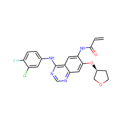 C=CC(=O)Nc1cc2c(Nc3ccc(F)c(Cl)c3)ncnc2cc1O[C@H]1CCOC1 ZINC000118489096