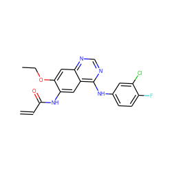 C=CC(=O)Nc1cc2c(Nc3ccc(F)c(Cl)c3)ncnc2cc1OCC ZINC000084671548