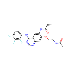 C=CC(=O)Nc1cc2c(Nc3ccc(F)c(F)c3F)ncnc2cc1OCCNC(C)=O ZINC000143031812