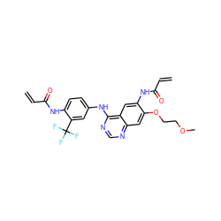 C=CC(=O)Nc1cc2c(Nc3ccc(NC(=O)C=C)c(C(F)(F)F)c3)ncnc2cc1OCCOC ZINC000203748070