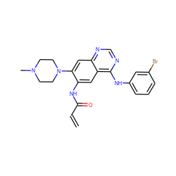 C=CC(=O)Nc1cc2c(Nc3cccc(Br)c3)ncnc2cc1N1CCN(C)CC1 ZINC000013671613