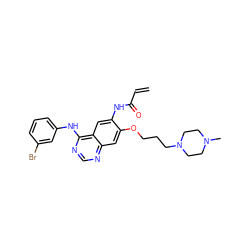 C=CC(=O)Nc1cc2c(Nc3cccc(Br)c3)ncnc2cc1OCCCN1CCN(C)CC1 ZINC000022939587