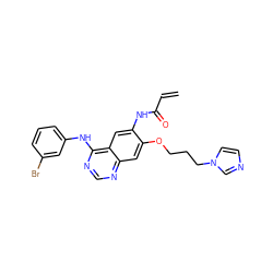 C=CC(=O)Nc1cc2c(Nc3cccc(Br)c3)ncnc2cc1OCCCn1ccnc1 ZINC000013806949