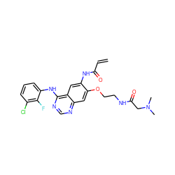 C=CC(=O)Nc1cc2c(Nc3cccc(Cl)c3F)ncnc2cc1OCCNC(=O)CN(C)C ZINC000143197341