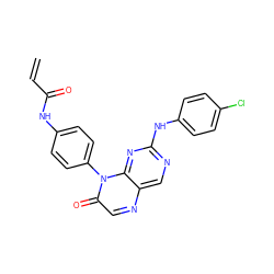 C=CC(=O)Nc1ccc(-n2c(=O)cnc3cnc(Nc4ccc(Cl)cc4)nc32)cc1 ZINC000096933662