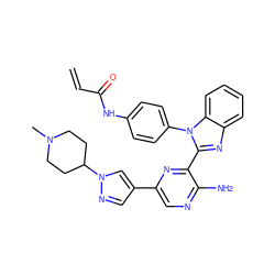 C=CC(=O)Nc1ccc(-n2c(-c3nc(-c4cnn(C5CCN(C)CC5)c4)cnc3N)nc3ccccc32)cc1 ZINC000653884763