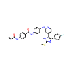 C=CC(=O)Nc1ccc(C(=O)Nc2ccc(Nc3cc(-c4c(-c5ccc(F)cc5)nc(SC)n4C)ccn3)cc2)cc1 ZINC001772584697