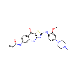 C=CC(=O)Nc1ccc(C(=O)c2sc(Nc3ccc(N4CCN(C)CC4)cc3OC)nc2N)cc1 ZINC000209735191