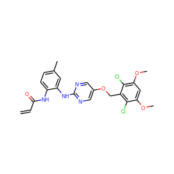 C=CC(=O)Nc1ccc(C)cc1Nc1ncc(OCc2c(Cl)c(OC)cc(OC)c2Cl)cn1 ZINC001772641737