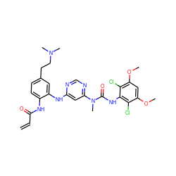 C=CC(=O)Nc1ccc(CCN(C)C)cc1Nc1cc(N(C)C(=O)Nc2c(Cl)c(OC)cc(OC)c2Cl)ncn1 ZINC001772585584