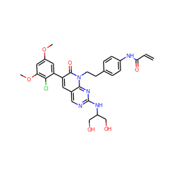 C=CC(=O)Nc1ccc(CCn2c(=O)c(-c3cc(OC)cc(OC)c3Cl)cc3cnc(NC(CO)CO)nc32)cc1 ZINC000220257233