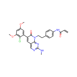 C=CC(=O)Nc1ccc(CCn2c(=O)c(-c3cc(OC)cc(OC)c3Cl)cc3cnc(NC)nc32)cc1 ZINC000220333708