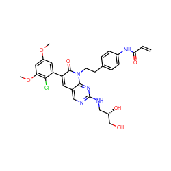 C=CC(=O)Nc1ccc(CCn2c(=O)c(-c3cc(OC)cc(OC)c3Cl)cc3cnc(NC[C@H](O)CO)nc32)cc1 ZINC000220275760