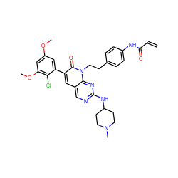 C=CC(=O)Nc1ccc(CCn2c(=O)c(-c3cc(OC)cc(OC)c3Cl)cc3cnc(NC4CCN(C)CC4)nc32)cc1 ZINC000220257131