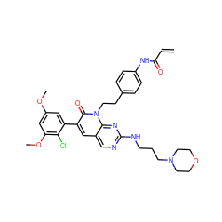 C=CC(=O)Nc1ccc(CCn2c(=O)c(-c3cc(OC)cc(OC)c3Cl)cc3cnc(NCCCN4CCOCC4)nc32)cc1 ZINC000220413574