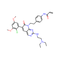 C=CC(=O)Nc1ccc(CCn2c(=O)c(-c3cc(OC)cc(OC)c3Cl)cc3cnc(NCCN(CC)CC)nc32)cc1 ZINC000220373935