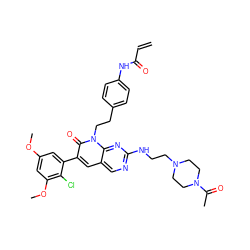 C=CC(=O)Nc1ccc(CCn2c(=O)c(-c3cc(OC)cc(OC)c3Cl)cc3cnc(NCCN4CCN(C(C)=O)CC4)nc32)cc1 ZINC000220235470