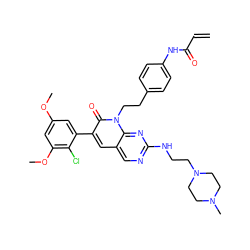 C=CC(=O)Nc1ccc(CCn2c(=O)c(-c3cc(OC)cc(OC)c3Cl)cc3cnc(NCCN4CCN(C)CC4)nc32)cc1 ZINC000220153243