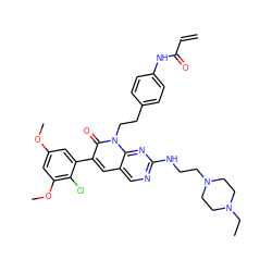 C=CC(=O)Nc1ccc(CCn2c(=O)c(-c3cc(OC)cc(OC)c3Cl)cc3cnc(NCCN4CCN(CC)CC4)nc32)cc1 ZINC000220214999