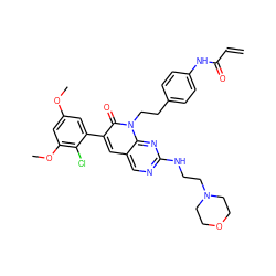 C=CC(=O)Nc1ccc(CCn2c(=O)c(-c3cc(OC)cc(OC)c3Cl)cc3cnc(NCCN4CCOCC4)nc32)cc1 ZINC000219113038