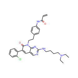 C=CC(=O)Nc1ccc(CCn2c(=O)c(-c3ccccc3Cl)cc3cnc(NCCCCN(CC)CC)nc32)cc1 ZINC000220315134