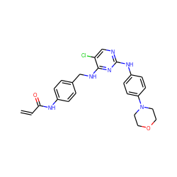 C=CC(=O)Nc1ccc(CNc2nc(Nc3ccc(N4CCOCC4)cc3)ncc2Cl)cc1 ZINC000473087987