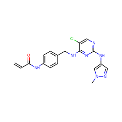 C=CC(=O)Nc1ccc(CNc2nc(Nc3cnn(C)c3)ncc2Cl)cc1 ZINC000473088072