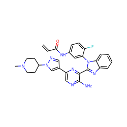 C=CC(=O)Nc1ccc(F)c(-n2c(-c3nc(-c4cnn(C5CCN(C)CC5)c4)cnc3N)nc3ccccc32)c1 ZINC000653890286