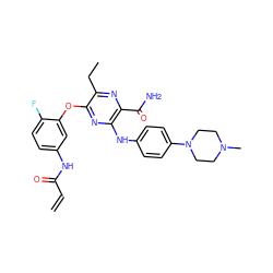 C=CC(=O)Nc1ccc(F)c(Oc2nc(Nc3ccc(N4CCN(C)CC4)cc3)c(C(N)=O)nc2CC)c1 ZINC000205351381