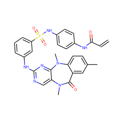 C=CC(=O)Nc1ccc(NS(=O)(=O)c2cccc(Nc3ncc4c(n3)N(C)c3ccc(C)cc3C(=O)N4C)c2)cc1 ZINC001772645496