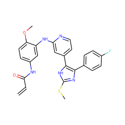 C=CC(=O)Nc1ccc(OC)c(Nc2cc(-c3[nH]c(SC)nc3-c3ccc(F)cc3)ccn2)c1 ZINC001772650891