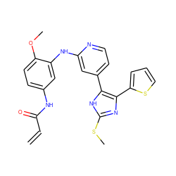 C=CC(=O)Nc1ccc(OC)c(Nc2cc(-c3[nH]c(SC)nc3-c3cccs3)ccn2)c1 ZINC001772637833