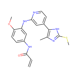 C=CC(=O)Nc1ccc(OC)c(Nc2cc(-c3[nH]c(SC)nc3C)ccn2)c1 ZINC001772571844