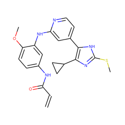 C=CC(=O)Nc1ccc(OC)c(Nc2cc(-c3[nH]c(SC)nc3C3CC3)ccn2)c1 ZINC001772647940