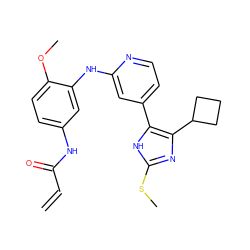 C=CC(=O)Nc1ccc(OC)c(Nc2cc(-c3[nH]c(SC)nc3C3CCC3)ccn2)c1 ZINC001772577085