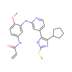 C=CC(=O)Nc1ccc(OC)c(Nc2cc(-c3[nH]c(SC)nc3C3CCCC3)ccn2)c1 ZINC001772623626